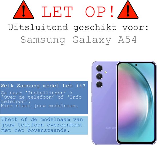 Coque Samsung Galaxy A54 Coque Arrière en Siliconen avec 2x Protecteur d'Ecran - Coque Samsung A54 Coque en Silicone - Blauw Foncé