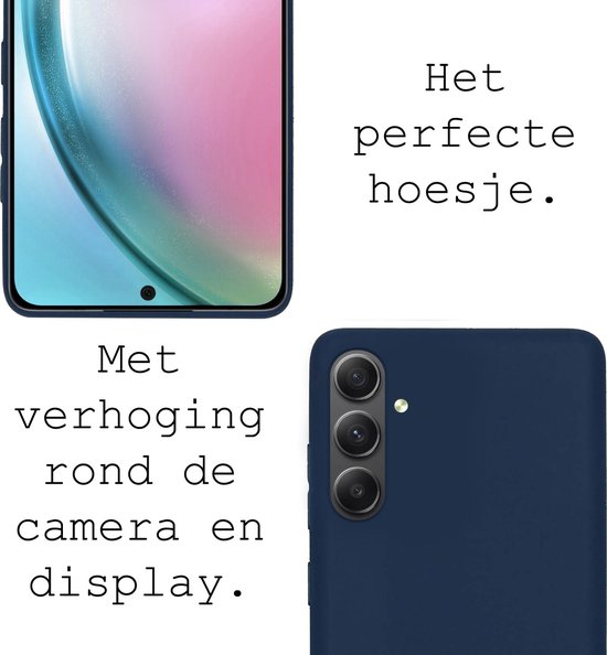 Coque Samsung Galaxy A54 Coque Arrière en Siliconen avec 2x Protecteur d'Ecran - Coque Samsung A54 Coque en Silicone - Blauw Foncé