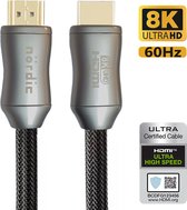 NÖRDIC HDMI-330a Gecertificeerde Ultra High Speed HDMI naar HDMI 2.1 kabel - 8K 60Hz - 48Gbps - 3m - Zwart
