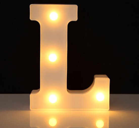 Lichtgevende Letter L - 16 cm - Wit - LED