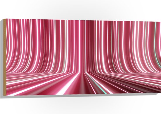 WallClassics - Hout - Verschillende Tinten Roze in Streeppatroon - 100x50 cm - 9 mm dik - Foto op Hout (Met Ophangsysteem)