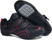 RAMBUX® - Chaussures de cyclisme - Chaussures pour femmes VTT Homme & Femme - Zwart Rouge - Semelle Plate - Chaussures Cyclisme - Click Shoes - VTT - Vélo Route - Taille 45