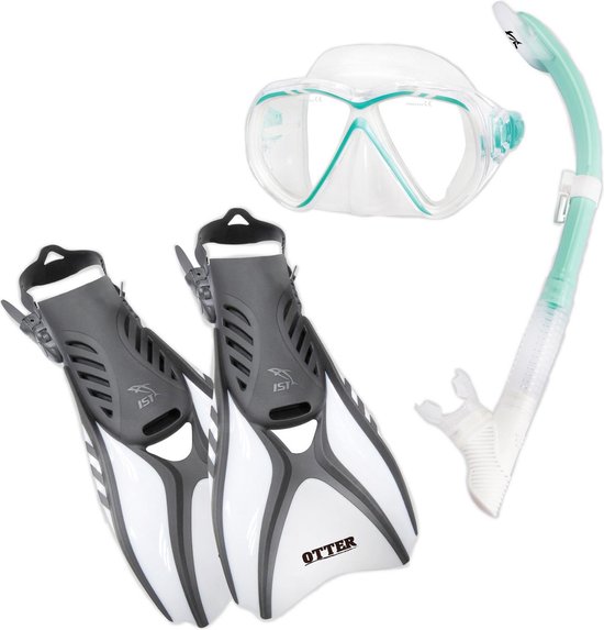 IST Sports Martinique Snorkelset Volwassenen - Maat 40 tot 44 - Met Snorkelbril, Snorkel en Vinnen - Siliconen - Mint
