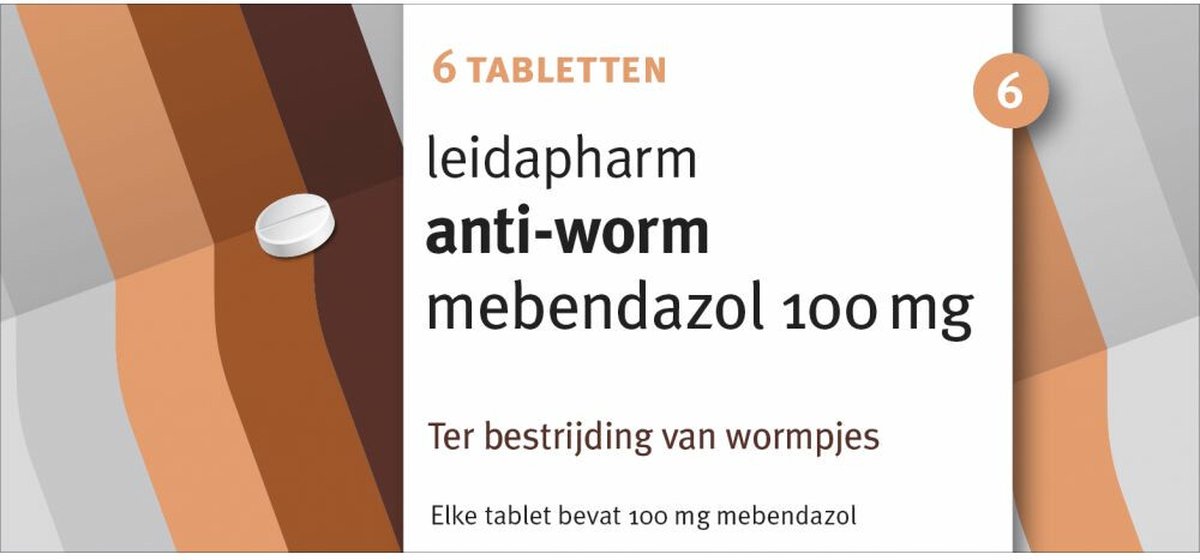 Goedkoopste Leidapharm Anti-worm Mebendazol 100mg - 3 x 6 tabletten