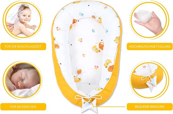 Bearmoss Babynestje, knuffelnest voor pasgeborenen, multifunctioneel, voor kinderbed, veelzijdig draagbaar, dubbelzijdig babynestje, bed, 90 x 55 cm (groen