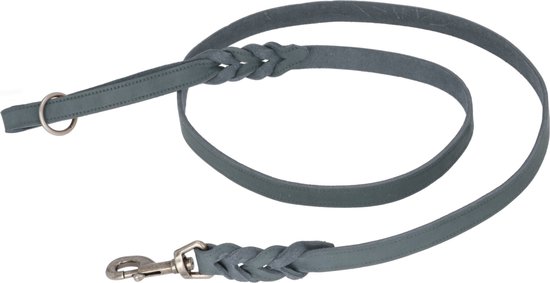 Adori Looplijn vetleer met vlecht Grijs 18mmx160 cm