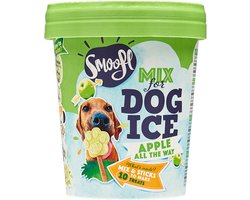 Smoofl Premium Hondensnacks: Ijs voor honden als een snack om af te koelen in de zomer en als een gezonde hond traktatie met verfrissend effect, honden ijs met appel
