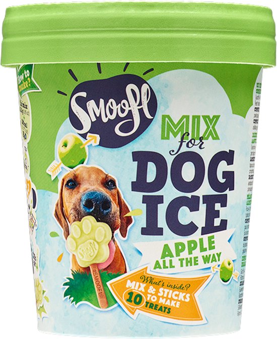 Smoofl Premium Hondensnacks: Ijs voor honden als een snack om af te koelen in de zomer en als een gezonde hond traktatie met verfrissend effect, honden ijs met appel