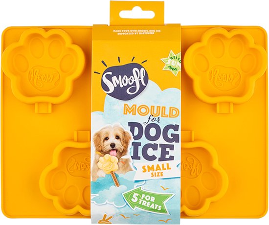 Smoofl pootvormige Silicone Vorm om ijs te maken voor honden, maak snel en gemakkelijk hondenijsjes als een heerlijke veganistische hondensnack om af te koelen, kleine Vorm voor 5 ijsjes voor kleine honden