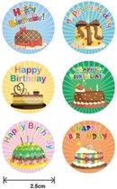 Sluitsticker Sticker Happy Birthday Birthdaycake - Taart - 6 assorti - Sluitzegel | Envelop - Traktatiezakje - | Envelop sticker | Cadeau - Gift - Cadeauzakje - Traktatie - Kado - Kadozakje | Chique inpakken | Verjaardag - DH collection