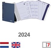 Filofax 2024 - remplissage agenda - 7 jours sur 2 pages - division en  colonnes - A5 