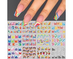12 Stuks Nagelstickers – Regenboog – Art Deco Patronen – Nail Art Stickers