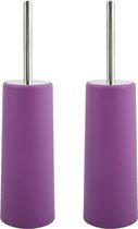 MSV Porte brosse WC / brosse WC - 2x - violet - plastique - 35 cm