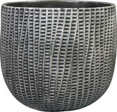Ter Steege Cache-pot/cache-pot - intérieur - noir/aspect métal - D24/H21 cm - ciment