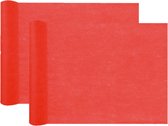 Santex Tafelloper op rol - 2x - rood - 30 cm x 10 m - non woven polyester