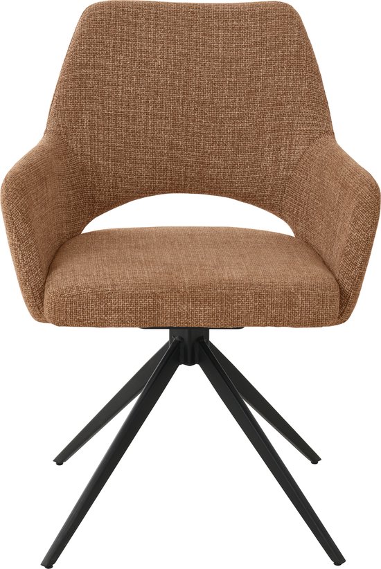 Chaise de salle à manger Nova - Terre cuite - Tissu tissé - Chaise pivotante - Chaise de salle à manger Design