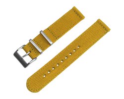 Canvas Like Nylon Two Piece NATO Strap - Makkelijk Zelf te Verwisselen Horlogeband - Mostergeel 18mm