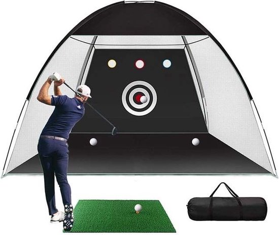 Afbeelding van het spel Golf training set - Golfnet en grasmat - 15-Delig