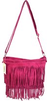 Back to the Sixties Suede Franje tas (fuchsia)