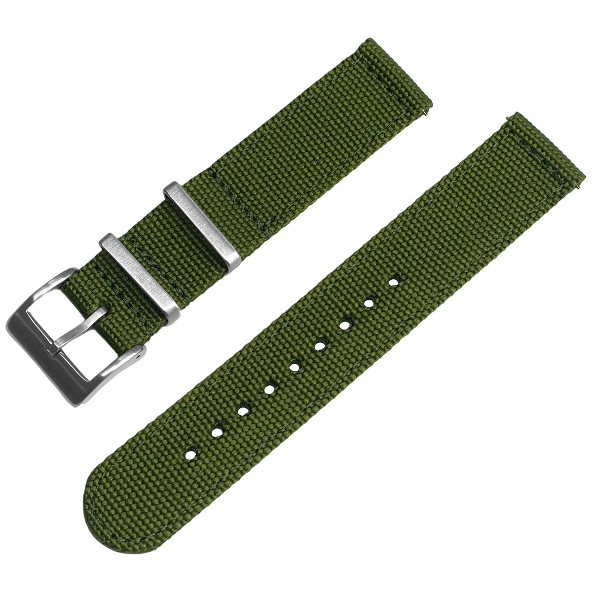 Canvas Like Nylon Two Piece NATO Strap Horlogeband Legergroen 20mm