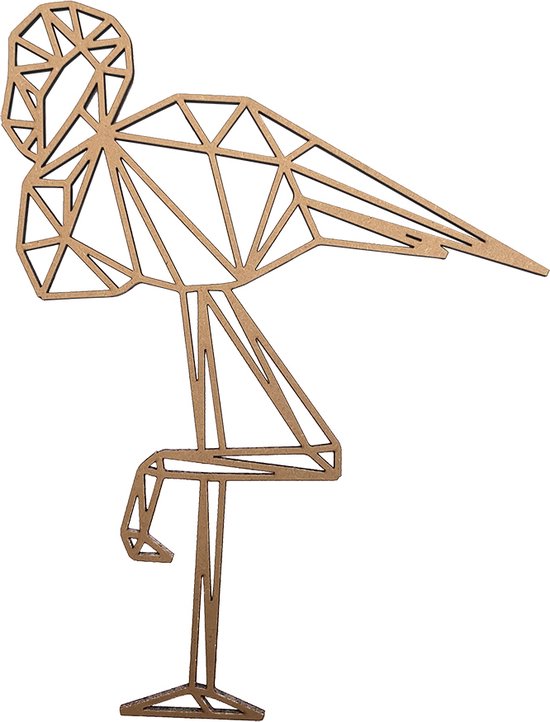 Woodyou - Houten Wanddecoratie - 12x12cm Flamingo - Geometrisch - MDF 3mm