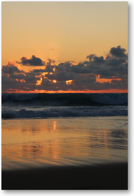 Zee met ondergaande zon - Fotoposter 60x90