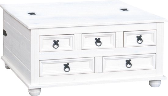 Couverture commode avec tiroirs table basse blanche New Mexico.