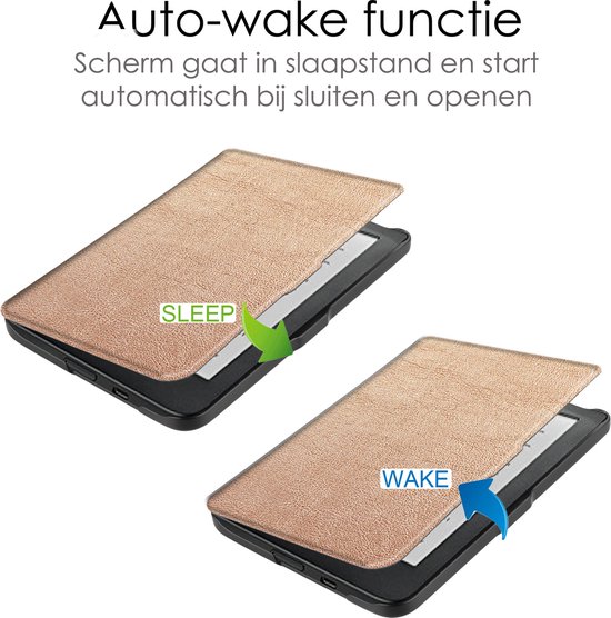 Hoes Geschikt voor Kobo Clara HD Hoesje Bookcase Cover Book Case Hoes Sleepcover - Rosé Goud van Merkloos — afbeelding 5