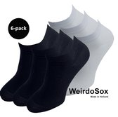 Chaussettes baskets sans couture WeirdoSox Bamboe Zwart / Wit - Anti sueur - Anti bactérien - Femme et homme - 6 Paires - Taille 43/46