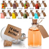 Mini glazen flessen met kurken voor bruiloftsdecoraties en feesten, 50 ml glazen flessen met mini-etiketten en touw (16 stuks)