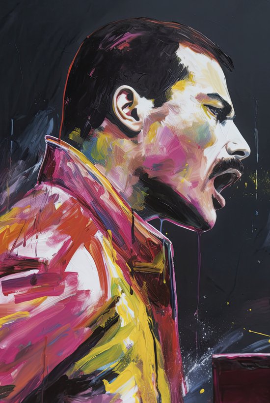Freddie Mercury Poster - Muziekposter - Queen - Abstract Poster - Bohemian Rhapsody - 51x71cm - Geschikt om in te lijsten