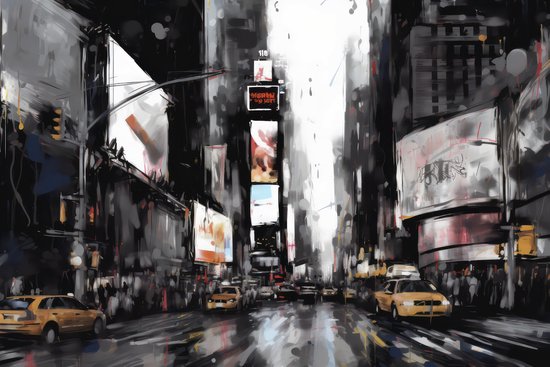 Times Square Abstract - New York Poster - City Poster - Amerika poster - 71x51cm - Wanddecoratie - Geschikt om in te lijsten