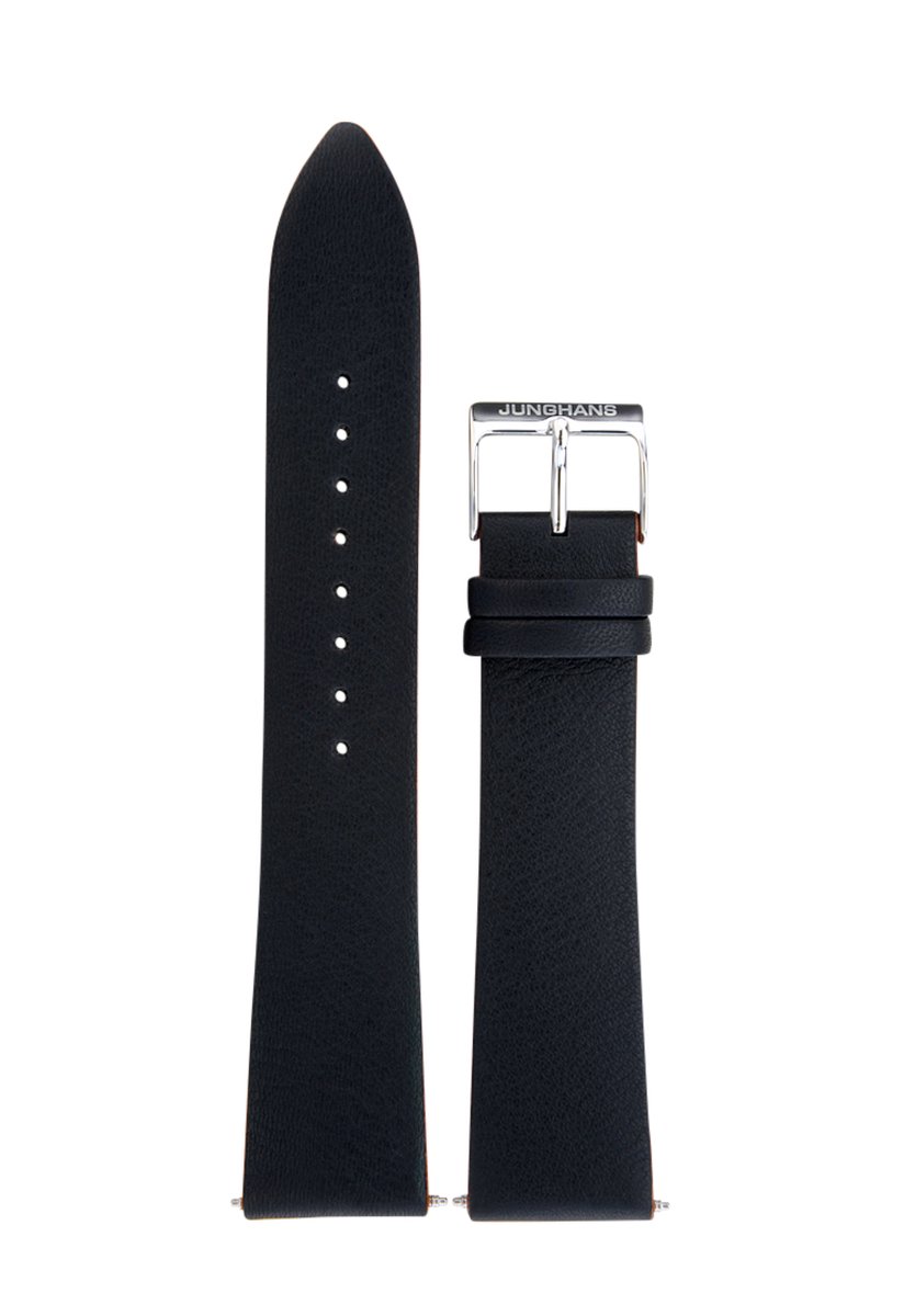 Junghans Form A - Form Chronoscope - Form Quartz - horlogebandje heren zwart - origineel Junghans - 21 mm - kalfsleer