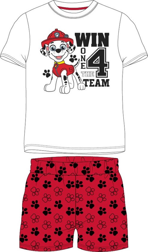 Paw Patrol Marshall shortama/pyjama katoen wit/rood maat 98