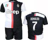 Juventus Replica Cristiano Ronaldo CR7 Thuis Tenue Voetbalshirt + Broek Set Seizoen 2019/2020 Zwart / Wit, Maat:  XL