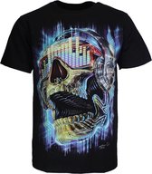 Skull Music 3D Colors T-Shirt Zwart Bruut Glow in the Dark
