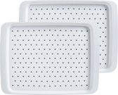 Plateau Zeller - 2x - antidérapant - blanc - plastique - 35 x 26 cm