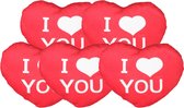Coussin Valentijn/I Love forme de coeur - 5x - rouge - peluche - 12 cm