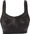 Soutien-gorge de sport noir Freya avec bretelles larges et surélevées et empiècements en maille sur le haut.