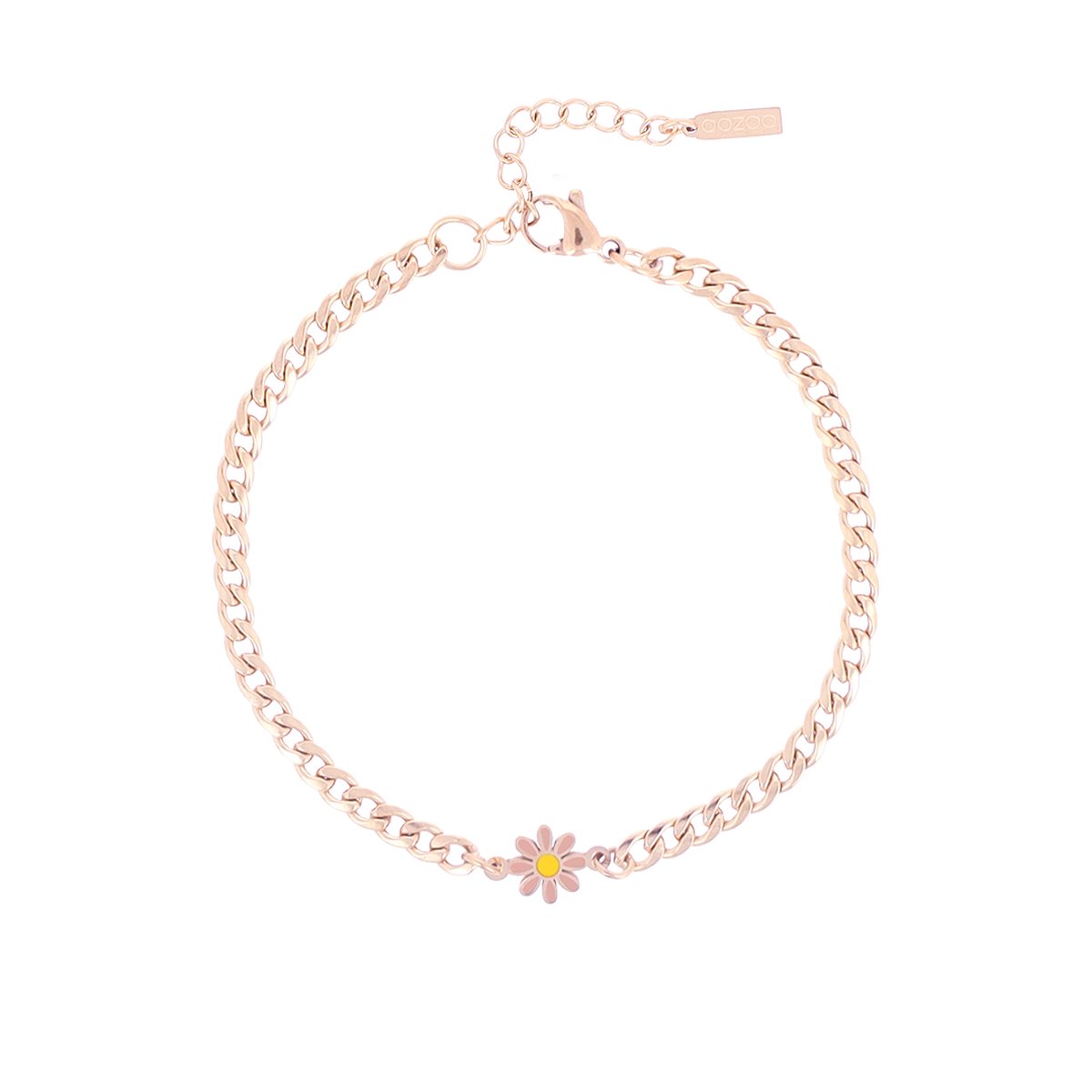OOZOO Jewellery - rosé goudkleurige armband met bloem bedeltje - SB-1023
