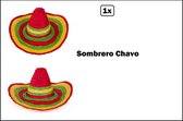 Strohoed Sombrero Chavo - rood/geel/groen - Carnaval Mexico tropical festival thema feest Gimenez party zon zee beach