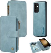 Casemania Hoesje Geschikt voor Samsung Galaxy A54 Aqua Blue - 2 in 1 Magnetic Book Case met Rits