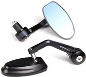 Bar end spiegels scooter en motor zwart ovaal universeel stuureinde spiegels mirrors - Anroc®