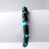 Kokoskralen armband - zwart/lichtblauw - set van 3