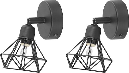 ERMA - Wandlamp set van 2 - Zwart - Metaal
