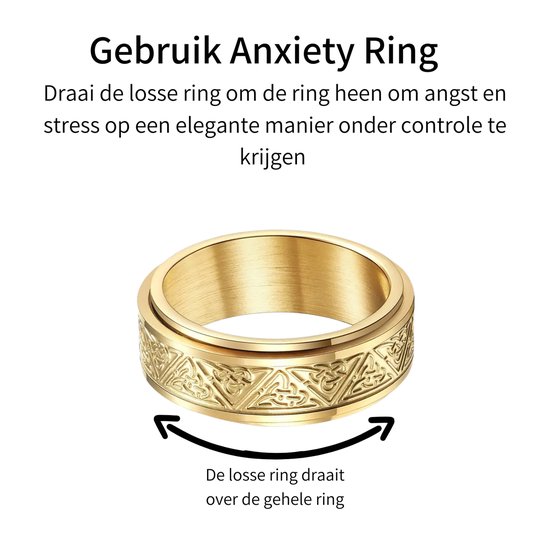 Anxiety Ring - (Keltisch) - Stress Ring - Fidget Ring - Anxiety Ring For Finger - Draaibare Ring - Spinning Ring - Goud - (19.00 mm / maat 60) - Despora