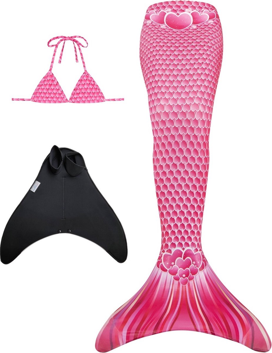 Hearts zeemeerminstaart maat 134-140 (8) met monovin met voetvakken en bikini top