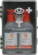 Station de lavage oculaire Technosafety - Avec 2 Bouteilles - 500 ml - Miroir - Travail en toute sécurité