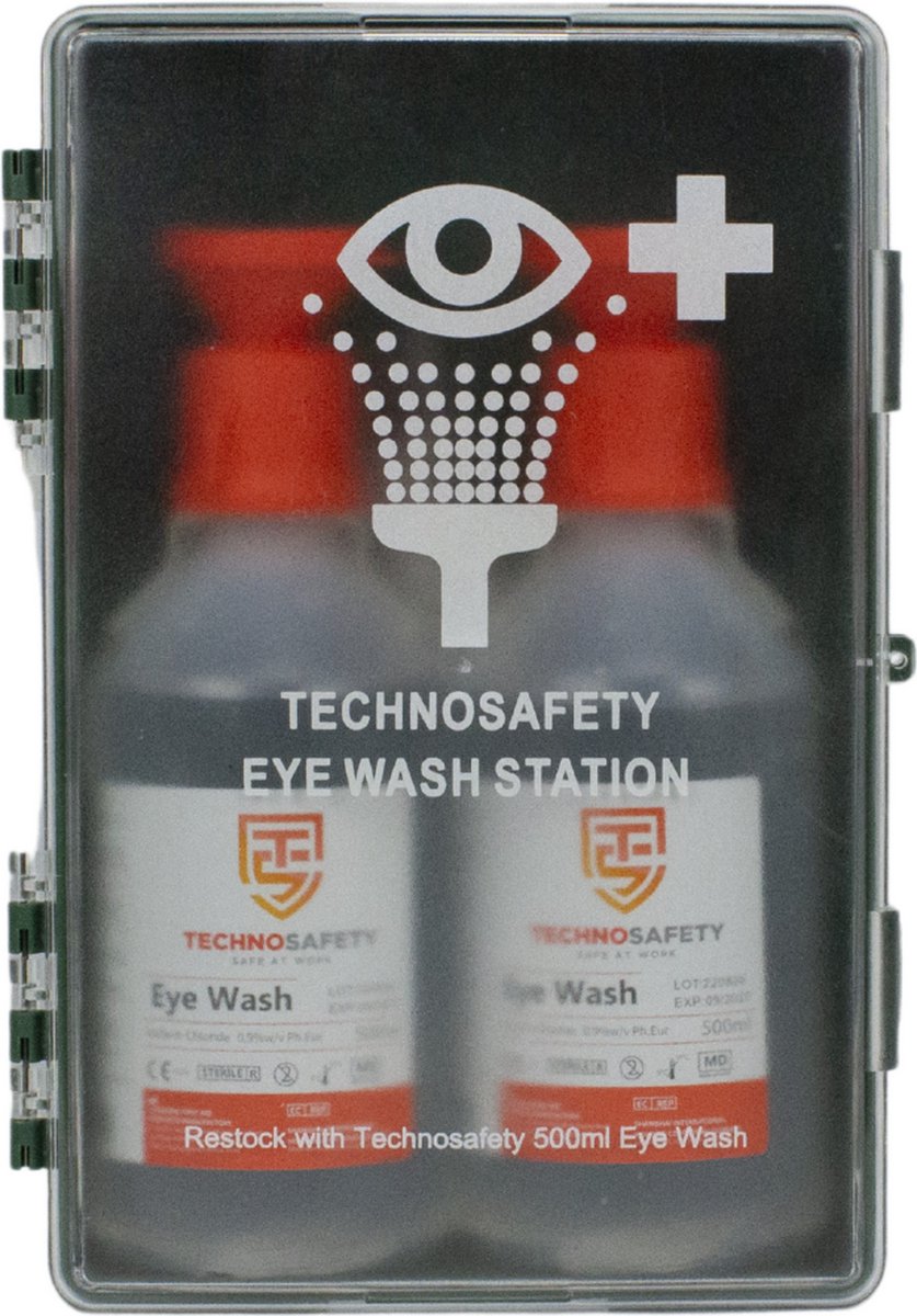 Goedkoopste Technosafety Oogspoelstation - Met 2 Flessen - 500ml - Veilig Werken