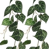 Everlands klimop/hedera kunst slinger/hangplant - 2x - 115 cm - groen